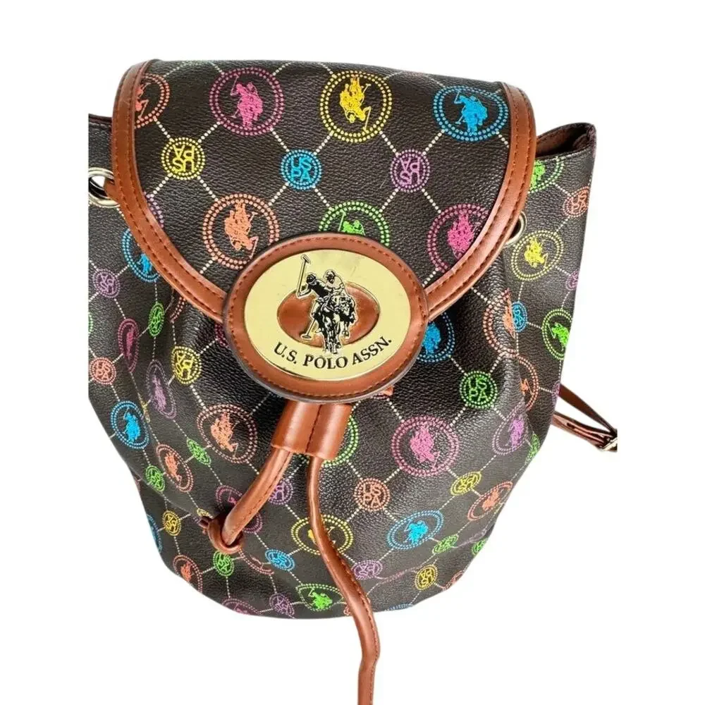 U.S. Polo Assn. Rainbow Logo Drawstring Backpack Purse – Cute & Functional